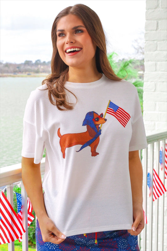 PREORDER- Patriotic Pup Waffle Tee
