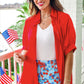 Sutton Button Up Top- Red