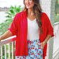 Sutton Button Up Top- Red