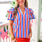Kennedy Flutter Sleeve Blouse- Patriotic Stripes