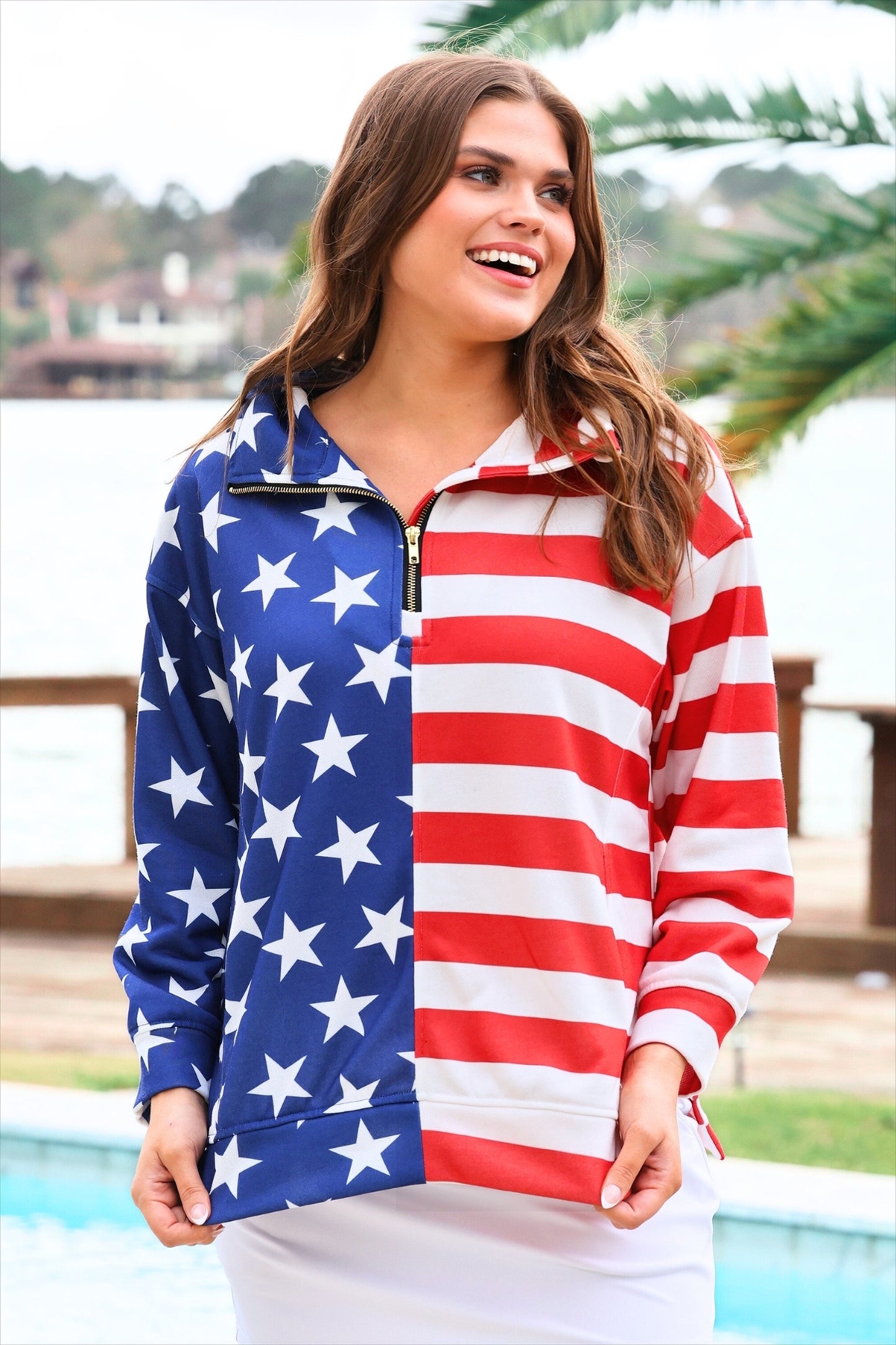 Stars and Stripes Quarter Zip Pullover