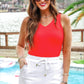 Haven V-Neck Bodysuit- Red