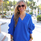 Amy Ruffle Sleeve Top, Royal Blue