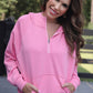 Kayla Luxe Hooded Quarter Zip Pullover- Light Pink