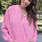 Kayla Luxe Hooded Quarter Zip Pullover- Light Pink