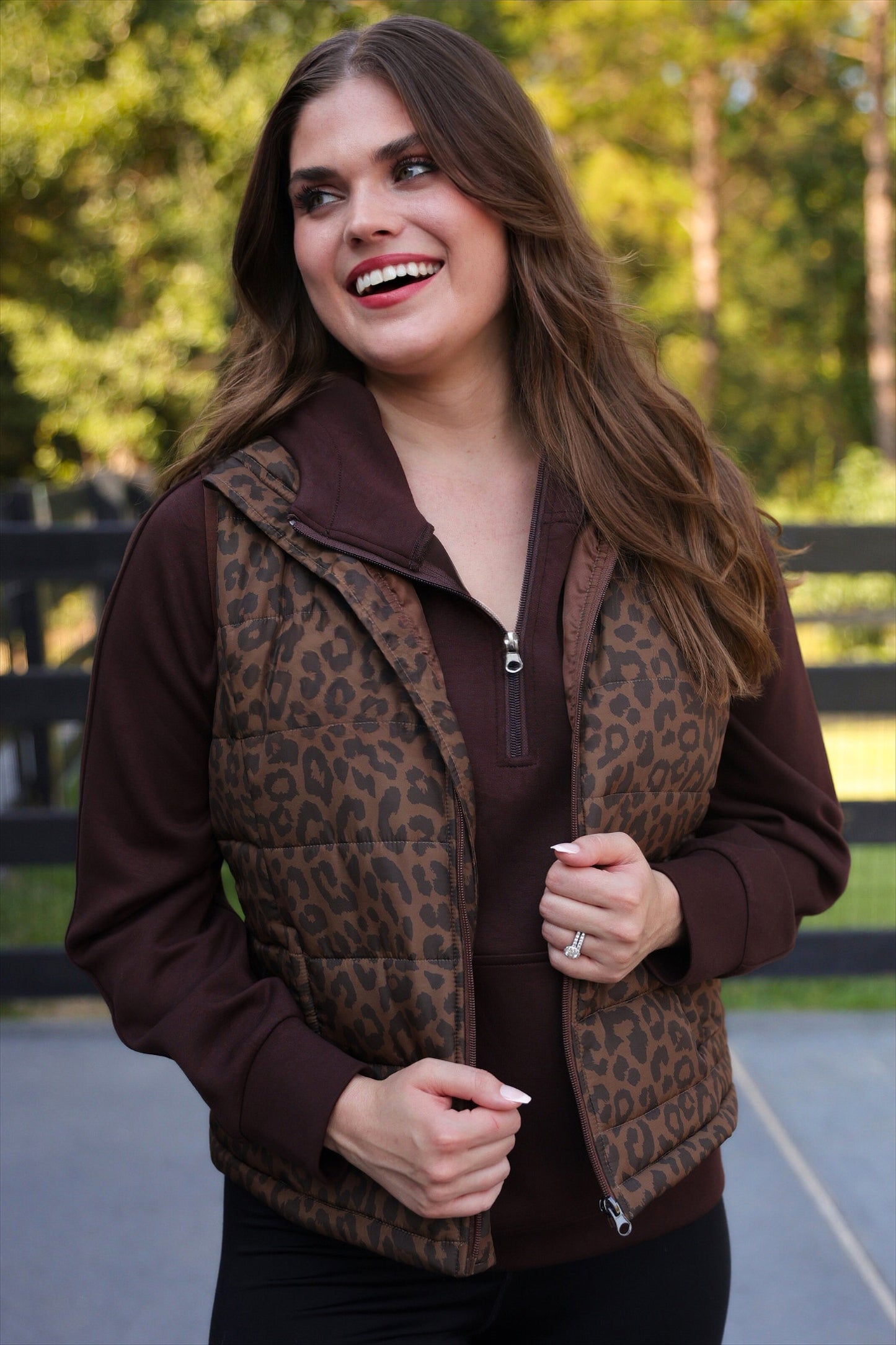 Delilah Puffer Vest- Coco Leopard