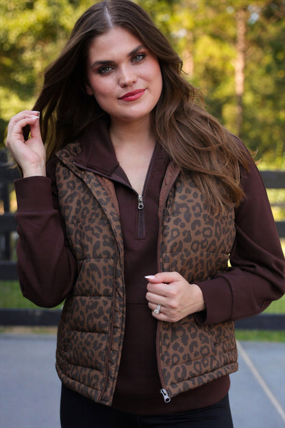 Delilah Puffer Vest- Coco Leopard