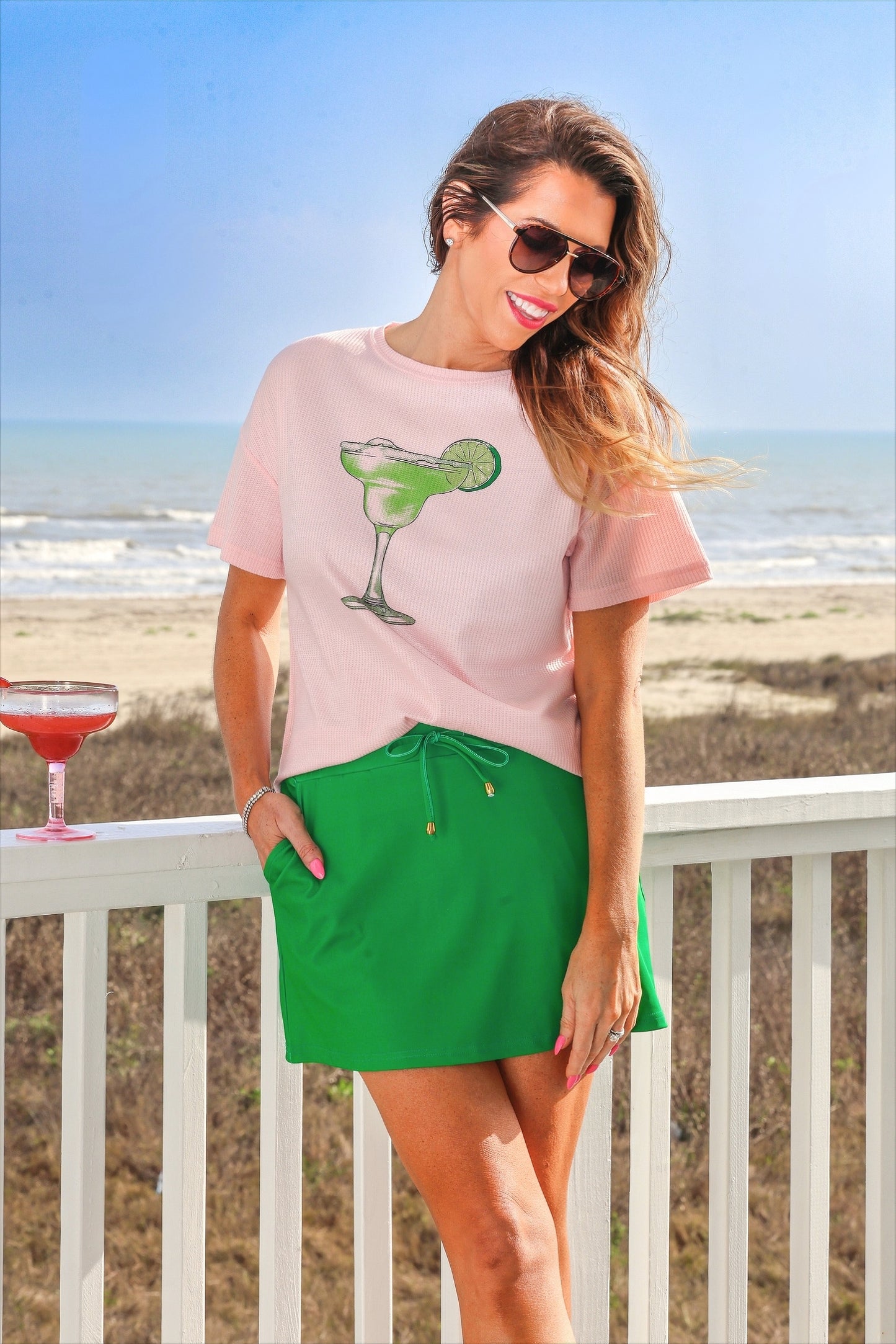 Solid Green Skort