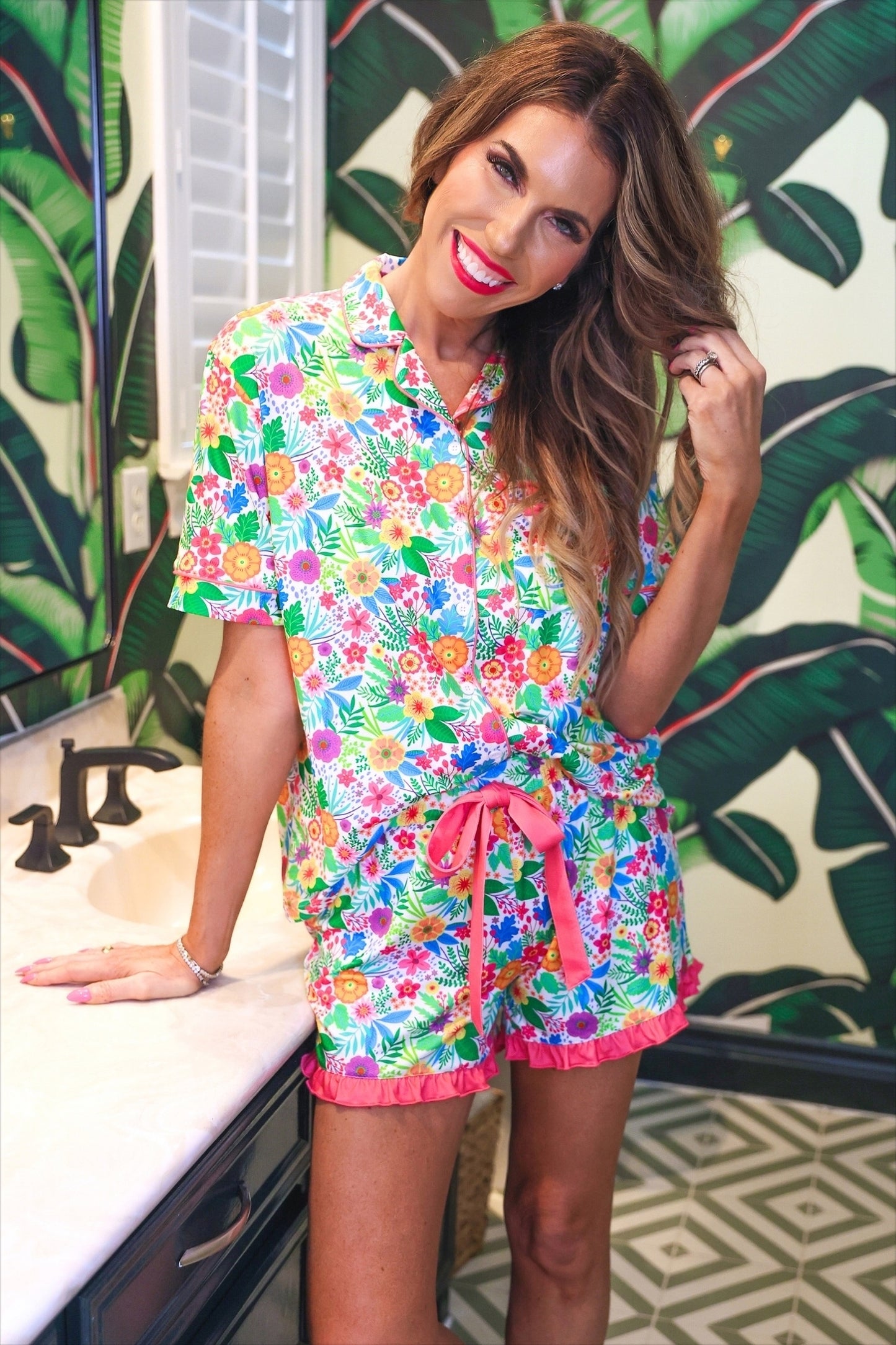 Paradise Blooms Ruffle Pajama Set