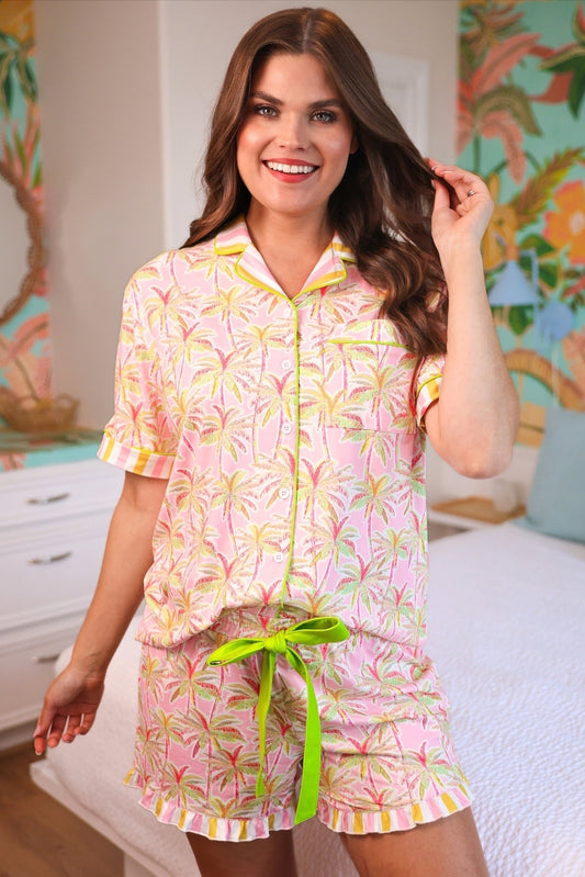 PREORDER- Tropical Glow Ruffle Pajama Set