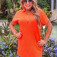 Ezra Textured Zipper Dress- Neon Orange