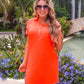 Ezra Textured Zipper Dress- Neon Orange