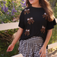 PREORDER- Sideline Sparkle Ruffle Top- Black
