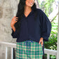 PREORDER- Sloane Button Up Top- Navy