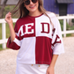 Huddle Up Color Block Top- Maroon