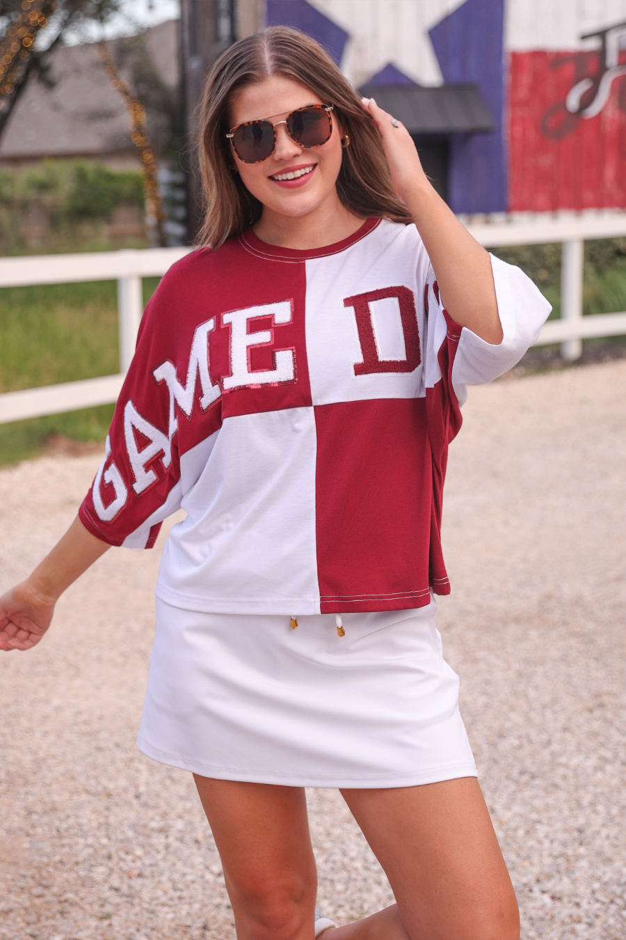 Huddle Up Color Block Top- Maroon