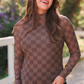 Keigan Mesh Top- Chocolate Checkered