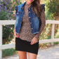 Jordan Ruffle Denim Vest- Dark Denim