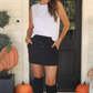 PREORDER- Well Loved Ribbed Skort- Black
