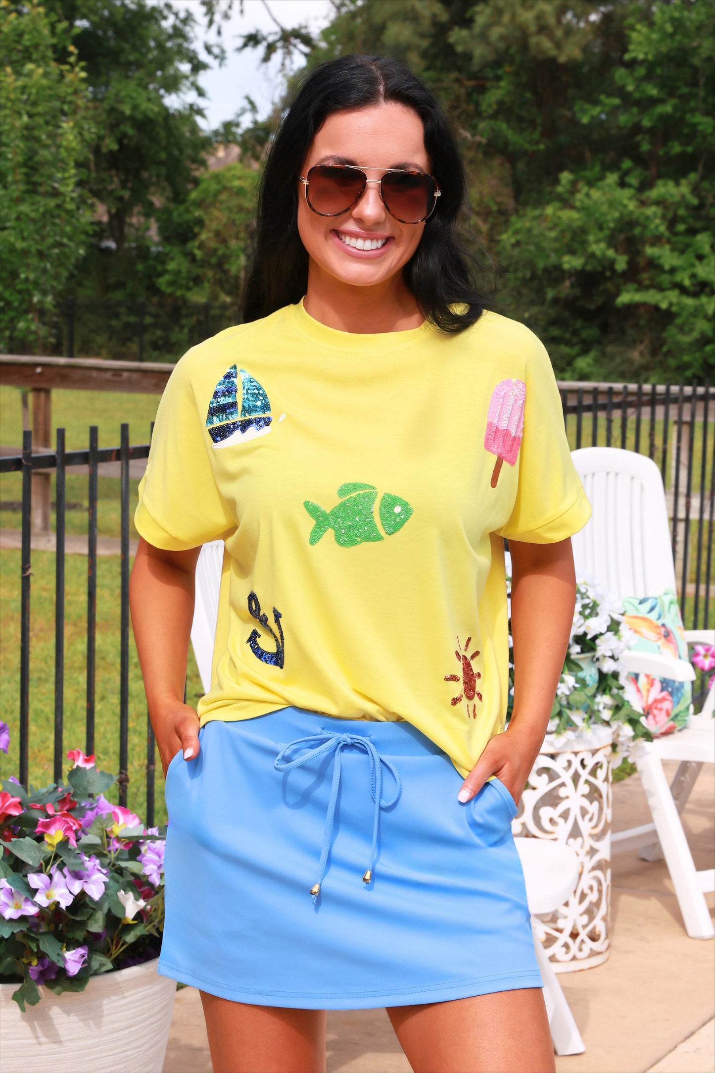 Solid Dusty Blue Skort