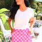 PREORDER- Bubblegum Checkered Skort