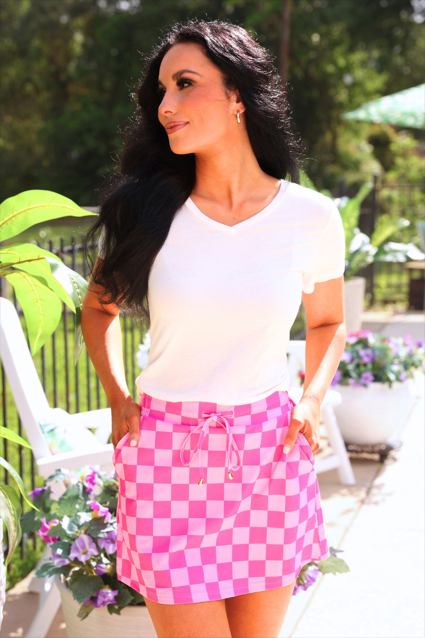 PREORDER- Bubblegum Checkered Skort