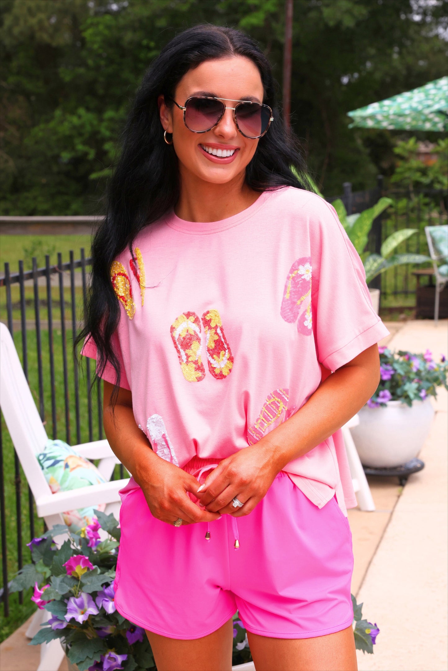 Flip Flop Fun Sequin Patch Top