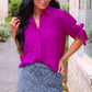 Lainey Tie Sleeve Top- Fuschia
