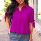 Lainey Tie Sleeve Top- Fuschia