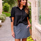 Refined Denim Stretch Skort- Leopard