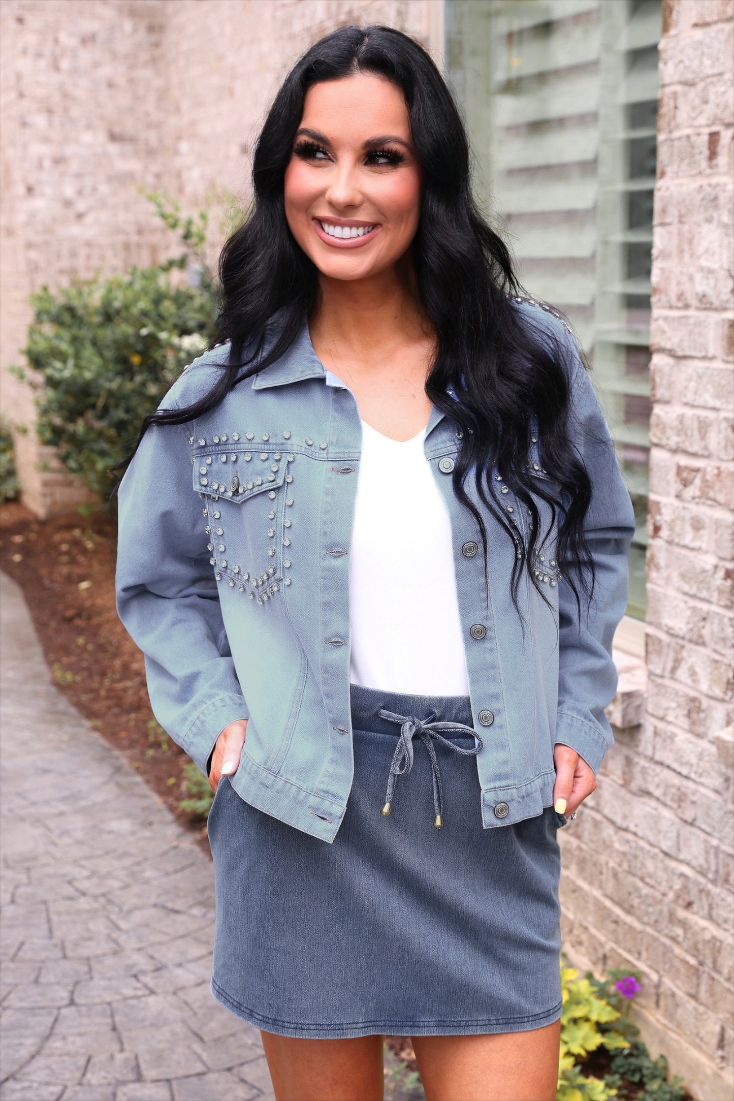 PREORDER- Stella Rhinestone Denim Jacket