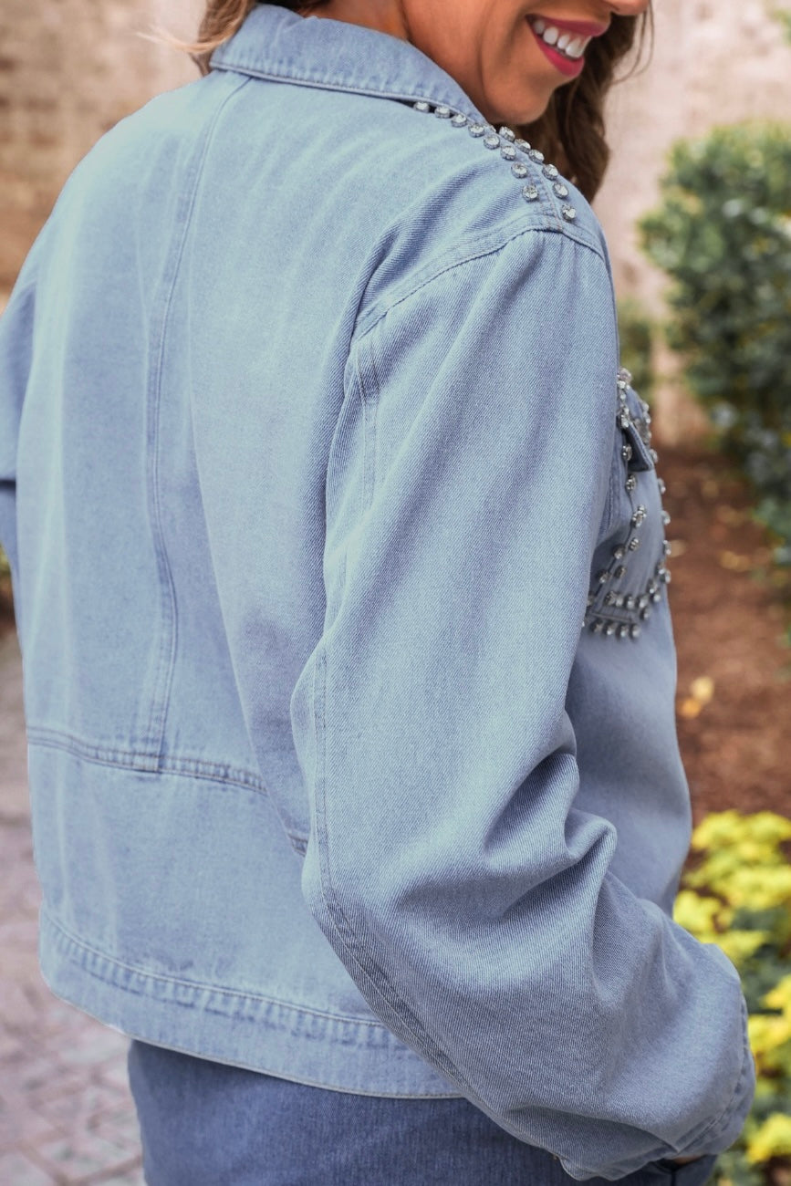 PREORDER- Stella Rhinestone Denim Jacket