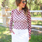 PREORDER- Alyssa Mesh Top- Maroon Checkered