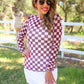 PREORDER- Alyssa Mesh Top- Maroon Checkered