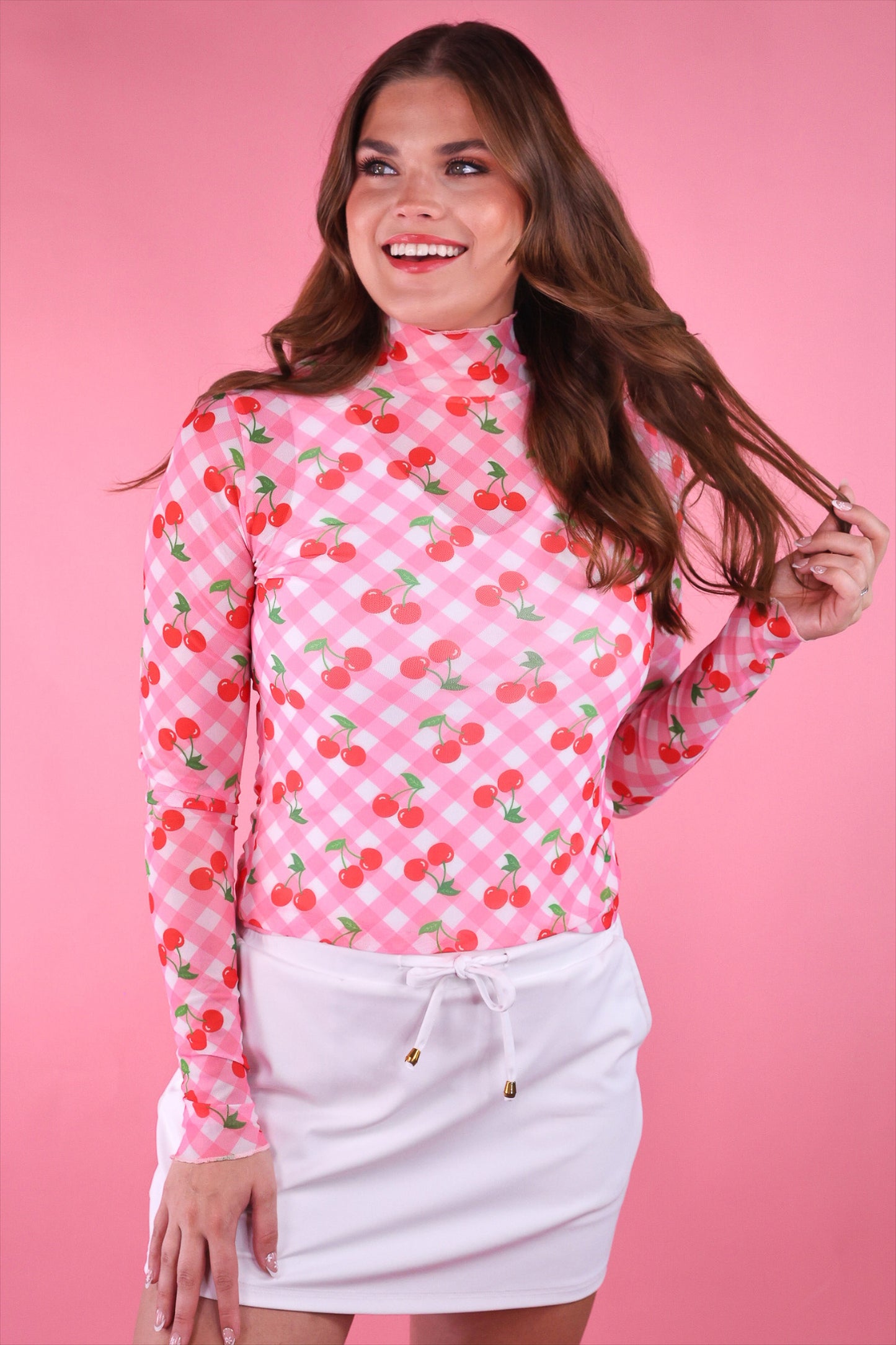 Keigan Mesh Top- Cherry Picnic