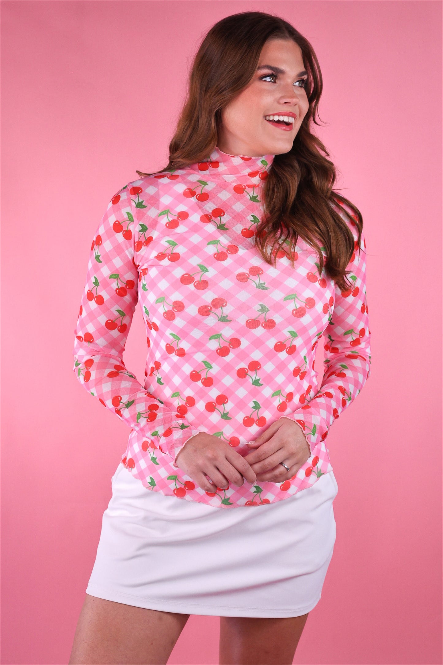 Keigan Mesh Top- Cherry Picnic