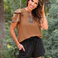 Ava Flutter Sleeve Blouse- Safari Chic