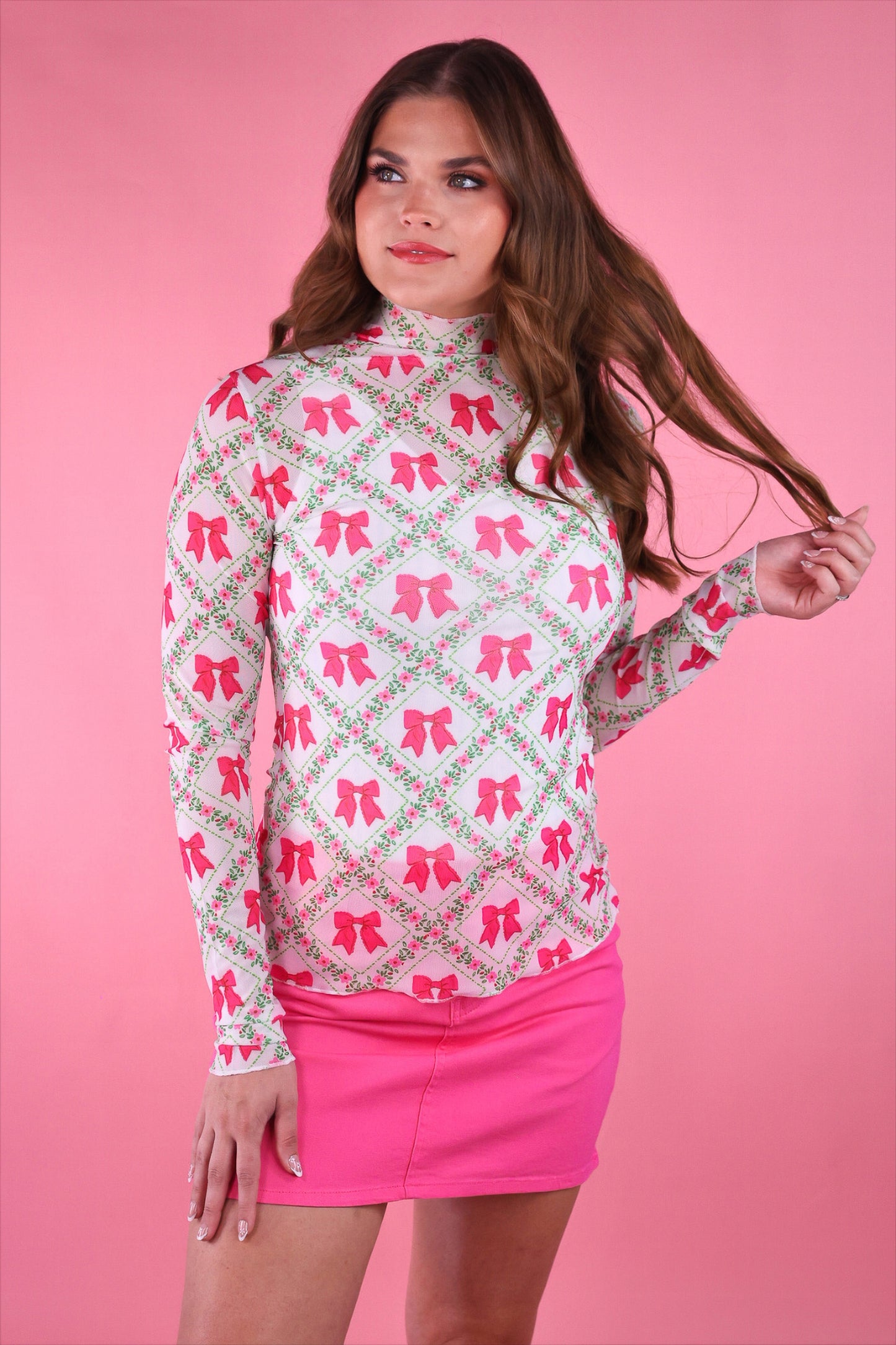 Keigan Mesh Top- Pretty Lattice Bow