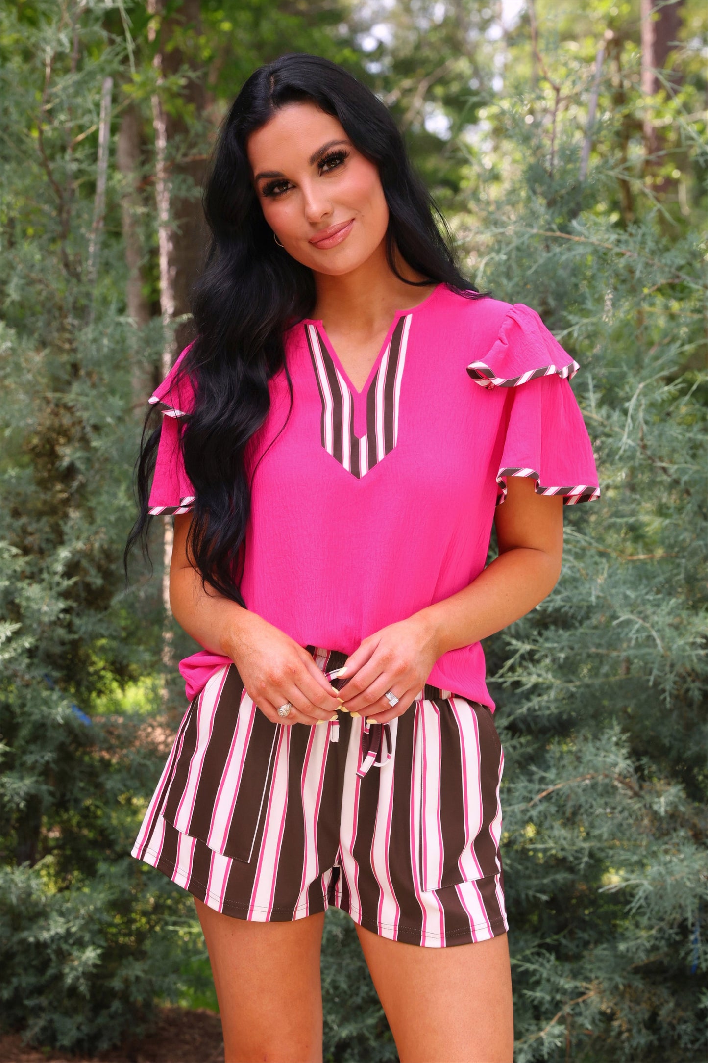 PREORDER- Runway Paperbag Shorts- Neapolitan Stripes