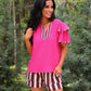 PREORDER- Ava Flutter Sleeve Blouse- Neapolitan Stripes
