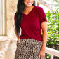 PREORDER- Jess Lea Basic Tee- Burgundy