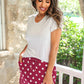 PREORDER- Burgundy Polka Dot Skort