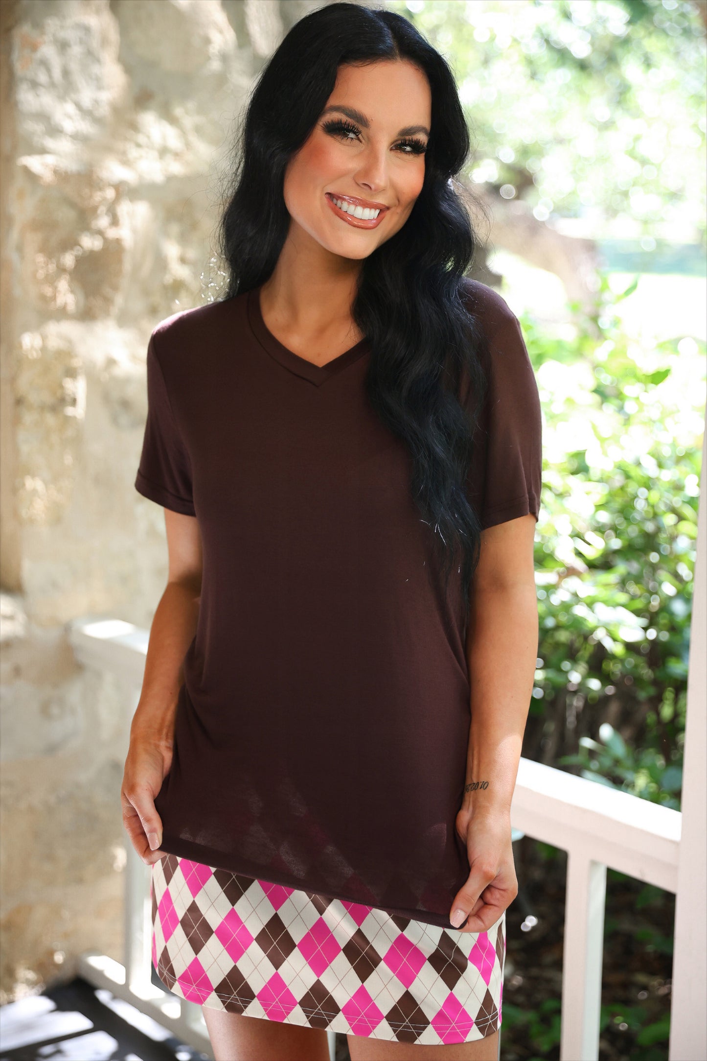 PREORDER- Jess Lea Basic Tee- Chocolate
