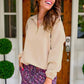 PREORDER- Levi Ribbed Quarter Zip Pullover- Taupe