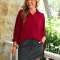 PREORDER- Sloane Button Up Top- Burgundy