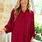 PREORDER- Sloane Button Up Top- Burgundy