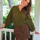 PREORDER- Sloane Button Up Top- Olive