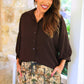 PREORDER- Sloane Button Up Top- Chocolate