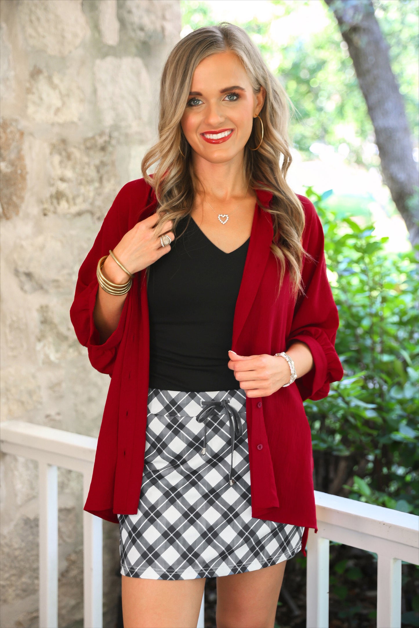 PREORDER- Sloane Button Up Top- Burgundy