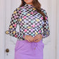 Keigan Mesh Top- Checkered Conversation Hearts